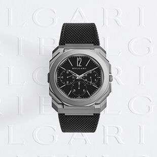 Octo Finissimo Chrono GMT watch with extra-thin mechanical manufacture chronograph and GMT movement.