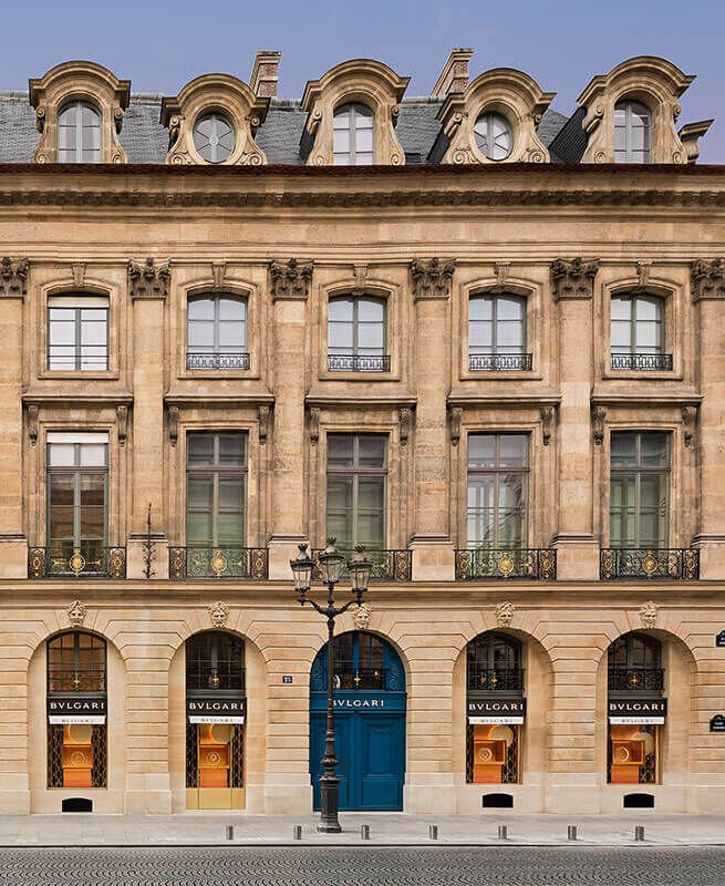 Façade of Hôtel de Boullongne which hosts the Bulgari boutique at Place Vendôme in Paris. Façade of Hôtel de Boullongne which hosts the Bulgari boutique at Place Vendôme in Paris.