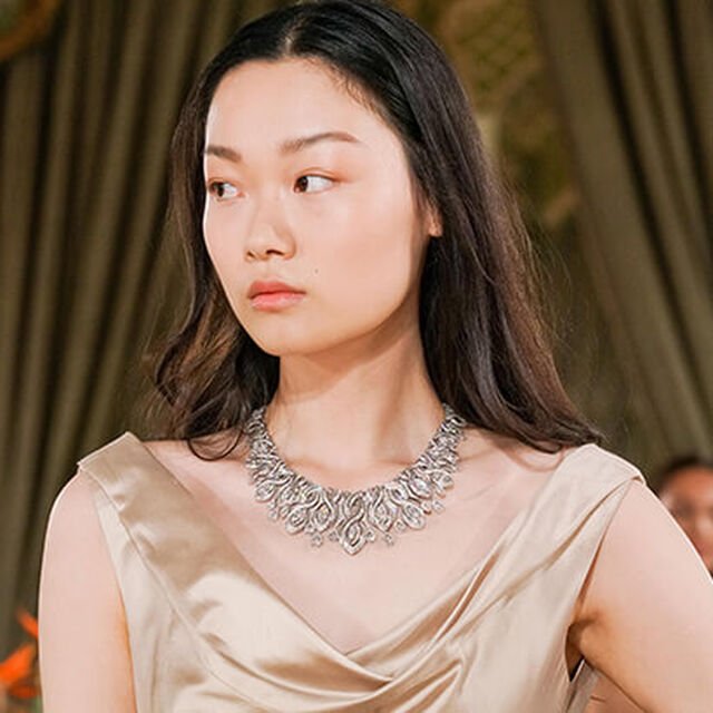 Model wearing the Bulgari Eden, The Garden of Wonders high jewellery collection creations