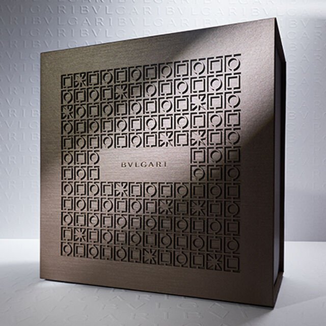 A Bulgari gift box to represent Bulgari’s complimentary gift wrapping service for the holidays.