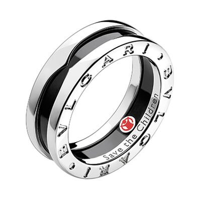 Bague Bvlgari en argent massif et céramique noire de la collection de joaillerie Save the Children.