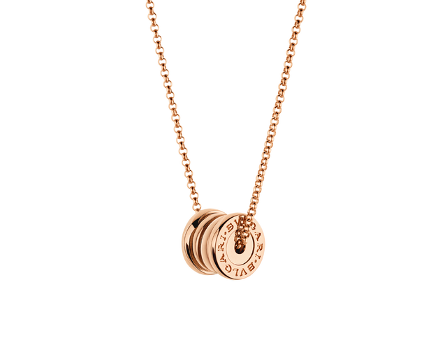 B.zero1 18 kt rose gold necklace with chain and round mini pendant