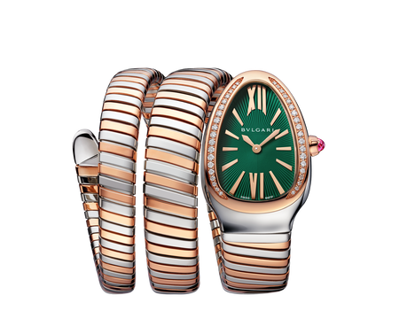 BVLGARI　SERPENTI COLLECTION Rose gold, Steel Serpenti Tubogas Watch White with Diamonds