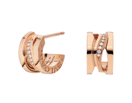Rose gold,Ceramic B.zero1 Earrings with Black No Gemstones