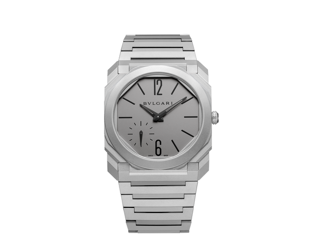 Octo Finissimo Automatic watch with mechanical extra thin manufacture movement, automatic winding (platinum microrotor), small seconds.