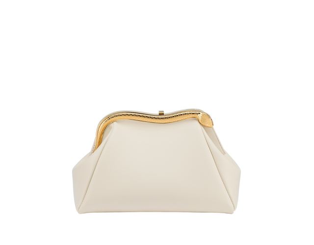 Serpentine small pouch in ivory opal smooth calf leather with black nappa leather lining.