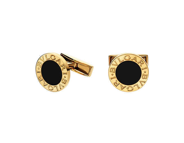 BVLGARI BVLGARI 18kt yellow gold cufflinks with black onyx.