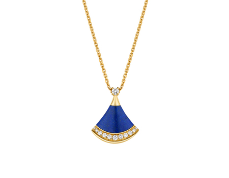 Yellow gold Divas' Dream Necklace Light Blue with 0.13 ct Diamonds