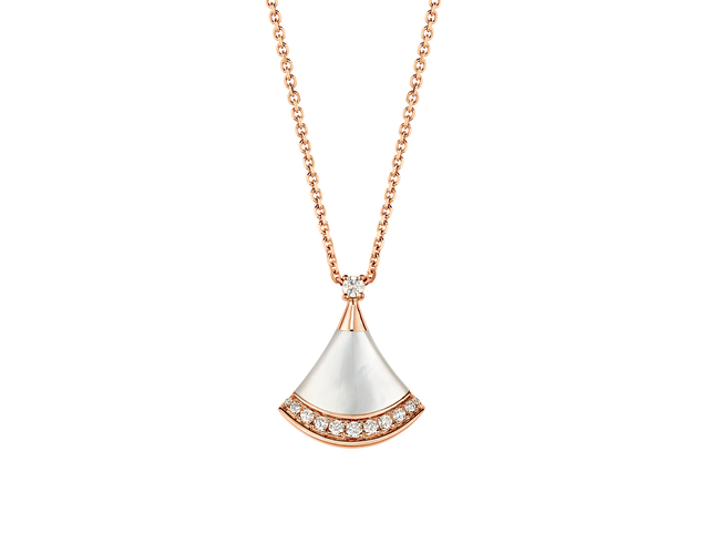 DIVAS' DREAM 18 kt rose gold pendant necklace set with a round brilliant-cut diamond.