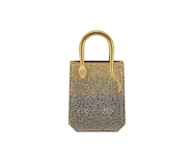 Minibolso tote Serpentine en ante natural con cristales