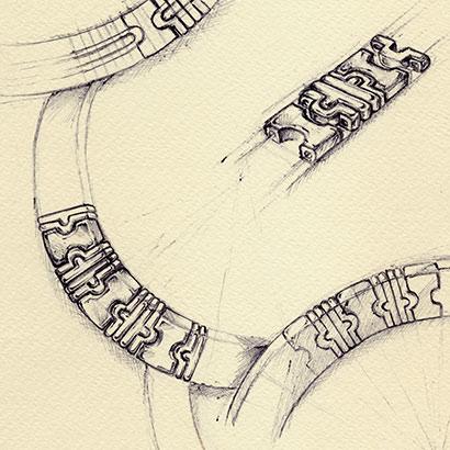 Bulgari Icons original drawings featuring Parentesi jewelry collection