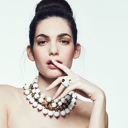 Model wearing a selection of Bvlgari creations