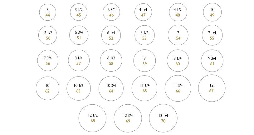 Bvlgari ring size chart.