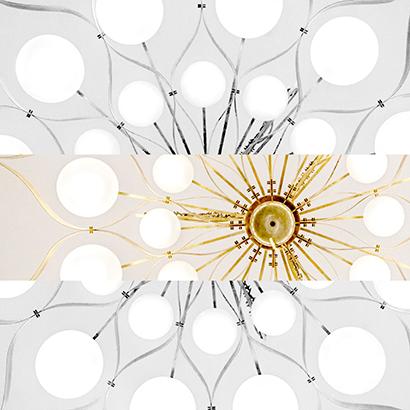 Chandelier designed by Gio Ponti celebrates light as an almost structural and tangible element of the store