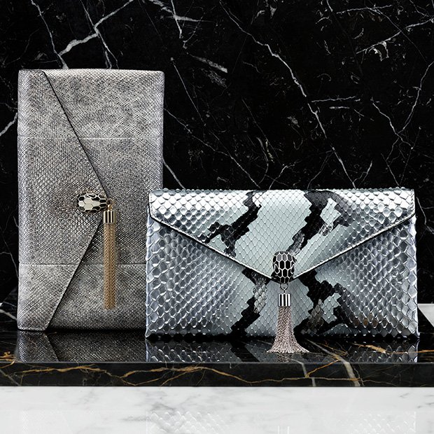 Serpenti evening clutch bag in royal sapphire and carmine jasper 