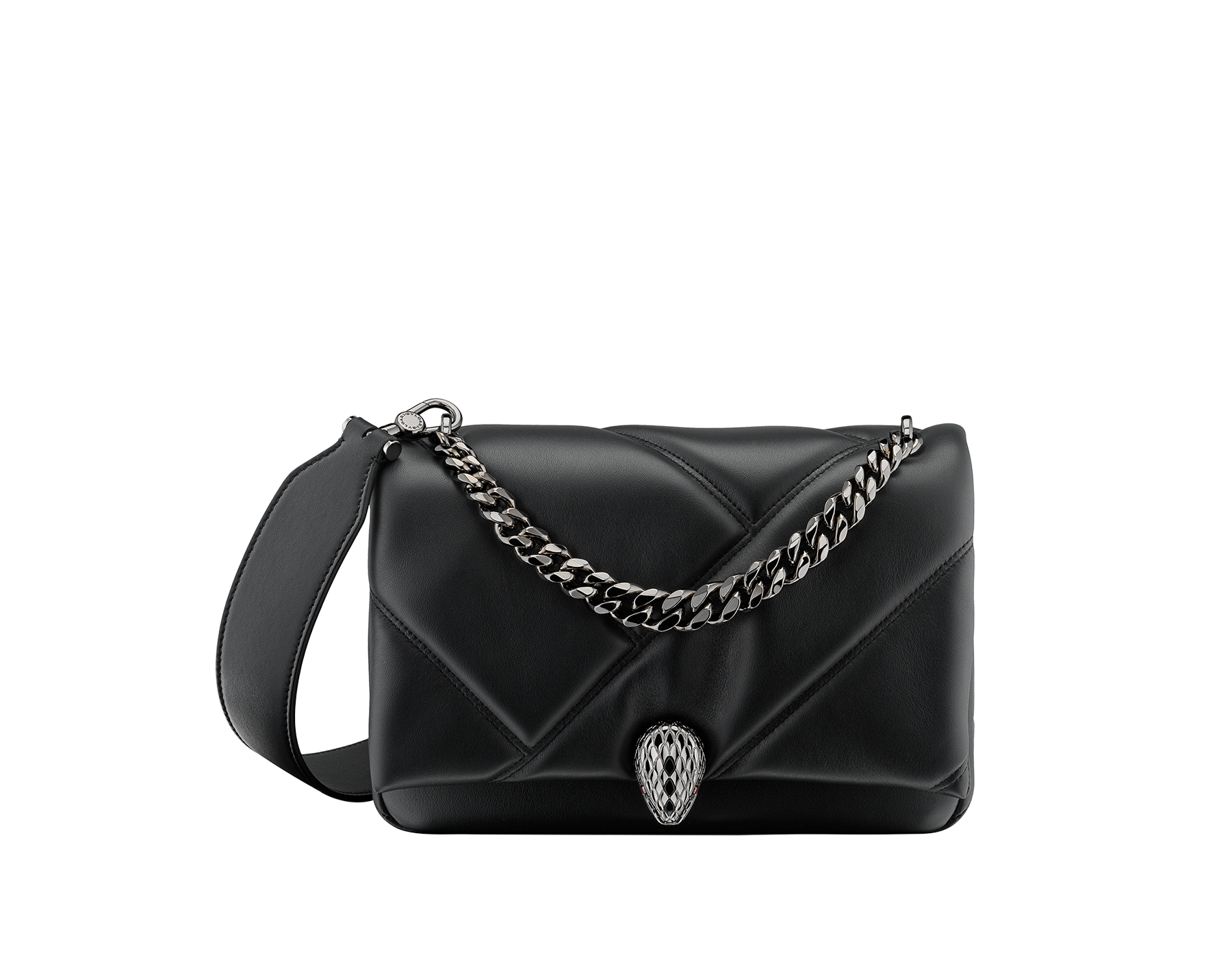 Bvlgari Black Leather Fiore Perspicio Shoulder Bag at 1stDibs