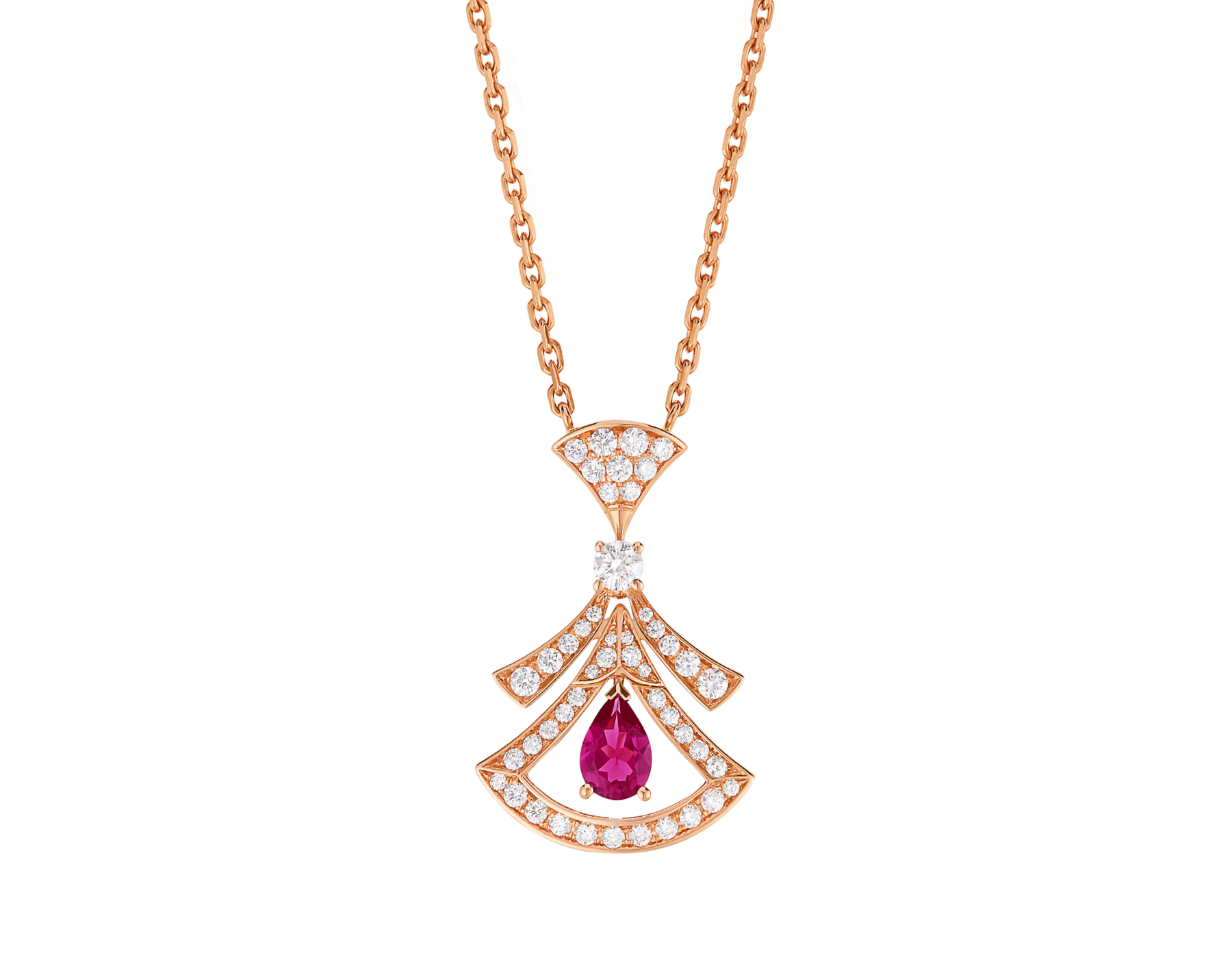 Rose gold DIVAS DREAM Necklace Red Pink with 0.46 ct Diamonds Rubellite Bulgari Official Store