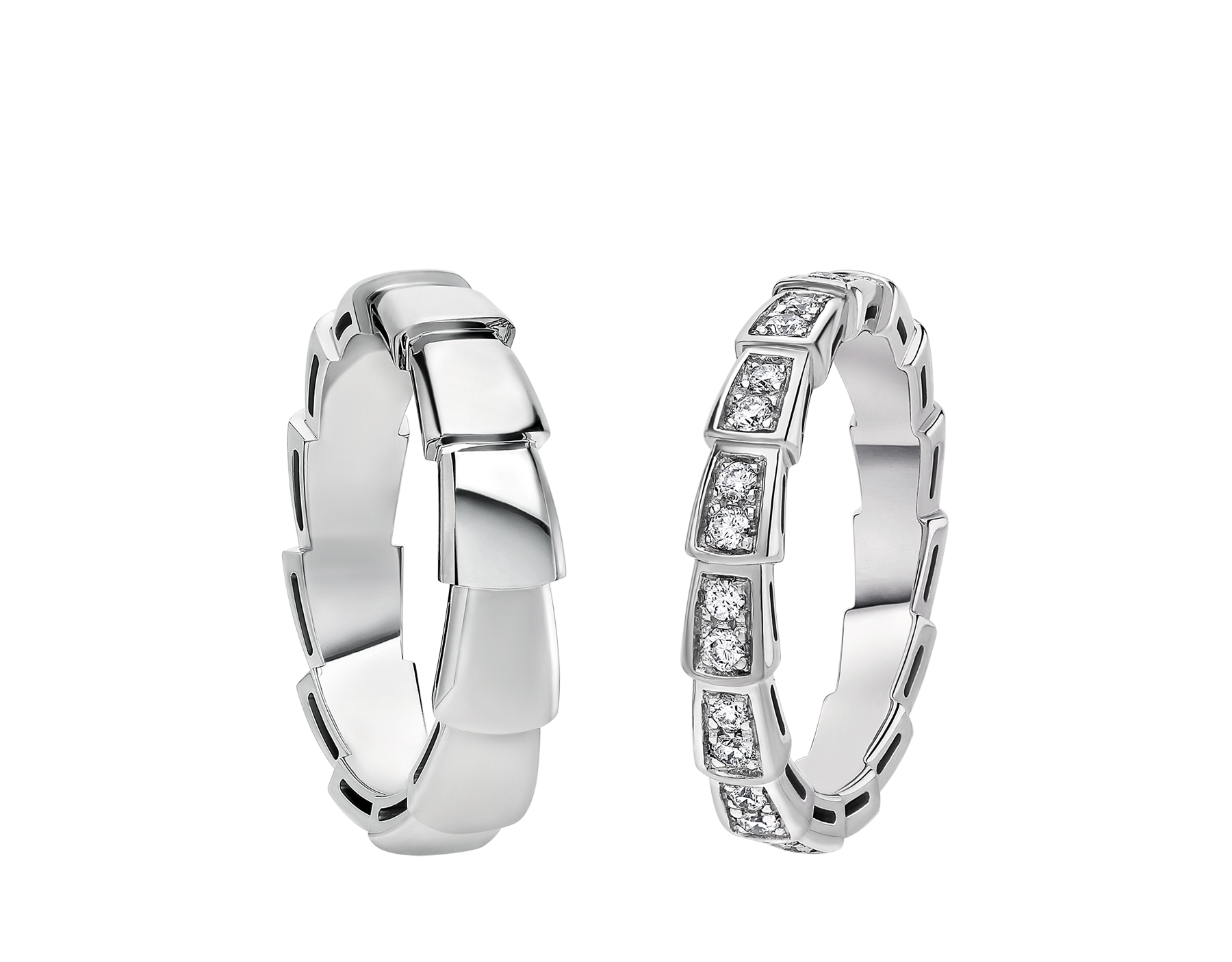 Serpenti Viper White Gold And Diamond Couples Rings Bulgari