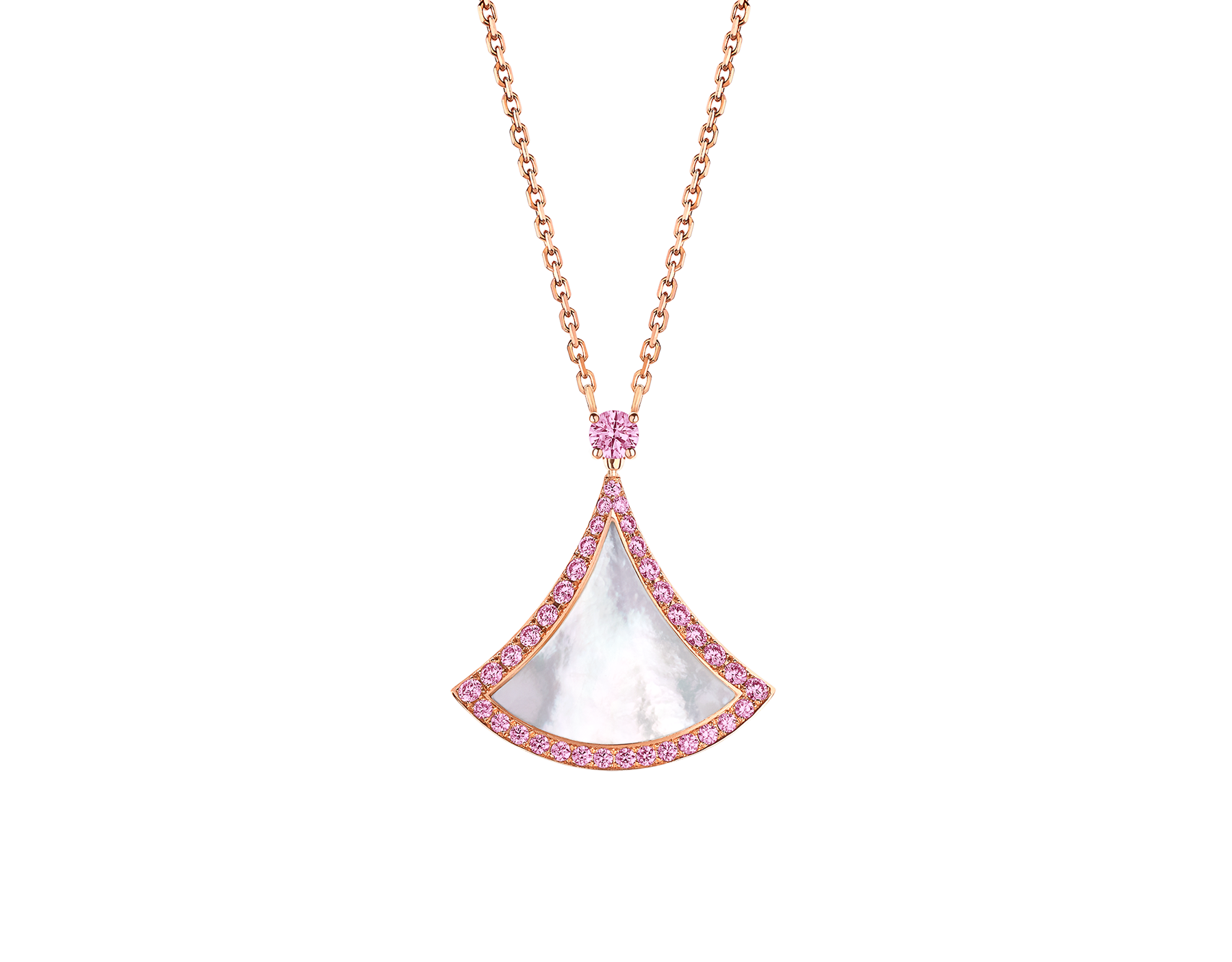 Rose gold DIVAS' DREAM Necklace with Pink,White Mother of