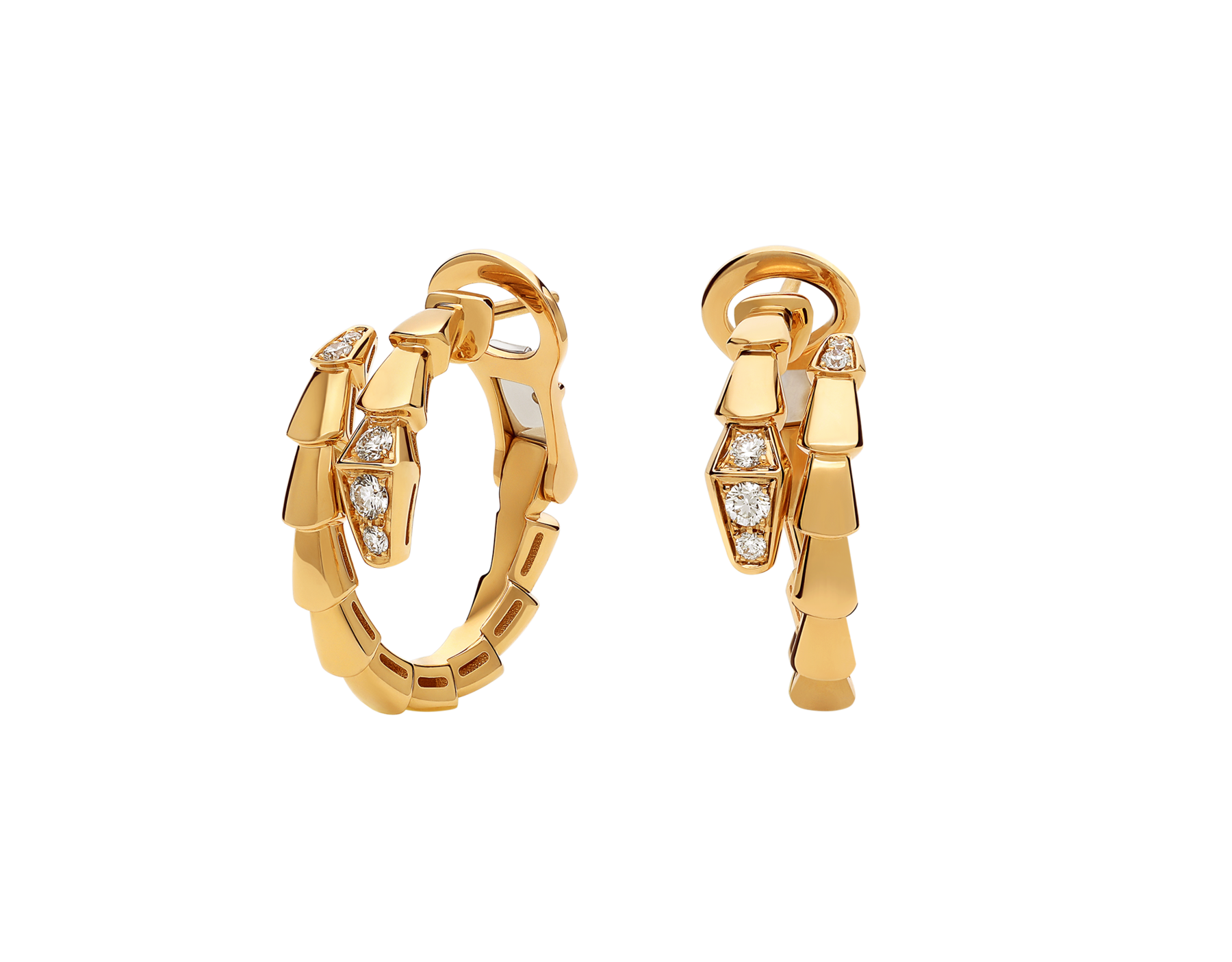 Yellow gold Serpenti Viper Earrings with 0.18 ct Diamonds